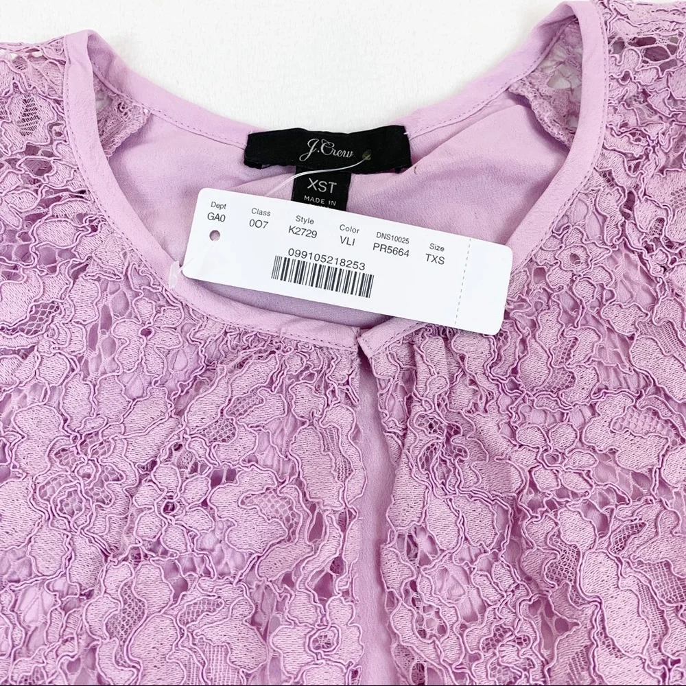 J Crew short sleeve lace blouse top‎ lilac purple